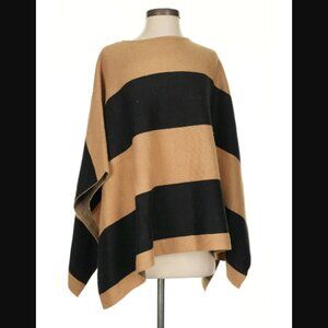 Ann Taylor Black and Tan Knit Poncho Cape Size XS/S